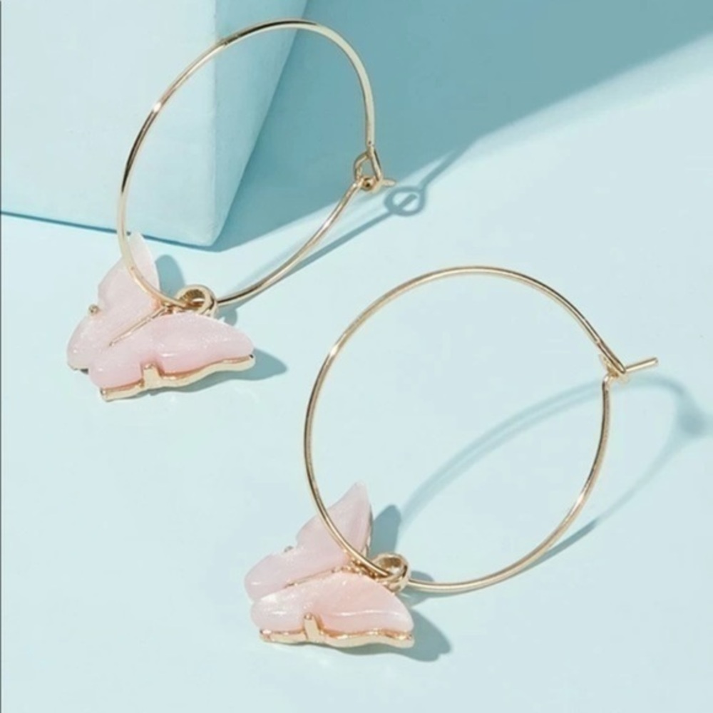 3/$30 💗 Acrylic Butterfly Hoop Earrings
